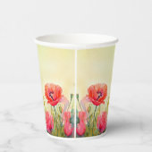 Waterverf Spring Floral Poppies Papieren Bekers (Rechts)