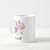 Waterverf Spring Floral Posy Monogram Koffiemok (Voorkant links)