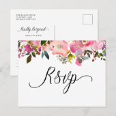 Waterverf Spring Floral RSVP Uitnodiging Briefkaart (Voorkant / Achterkant)