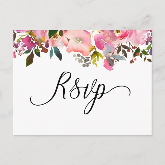 Waterverf Spring Floral RSVP Uitnodiging Briefkaart (Voorkant)