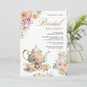 Waterverf Spring Floral Tea Party Vrijgezellenfees Kaart (Staand voorkant)