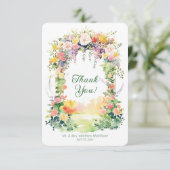 Waterverf Spring Floral Wedding Arch Bedankkaart (Staand voorkant)