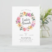 Waterverf Spring Floral Wreath Easter Brunch Kaart (Staand voorkant)