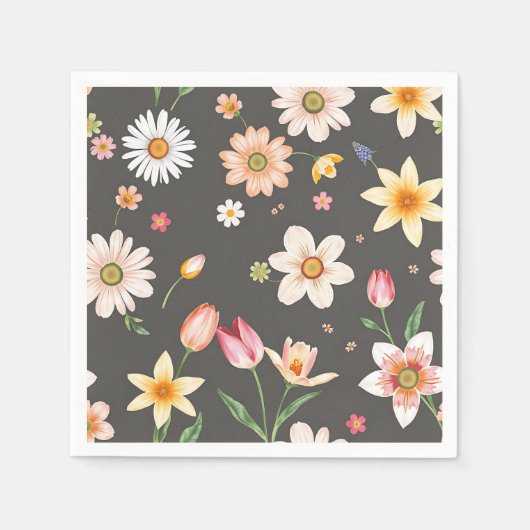 Waterverf Spring Flower Pattern met madeliefjes Servet (Voorkant)