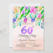 Waterverf Spring Flowers 60e geboortedag Kaart (Voorkant)