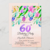 Waterverf Spring Flowers 60e geboortedag Kaart (Voorkant / Achterkant)