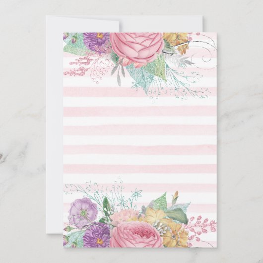 Waterverf Spring Flowers and Rabbit 1st Birthday Kaart (Achterkant)