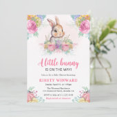 Waterverf Spring Flowers and Rabbit Baby shower Kaart (Staand voorkant)