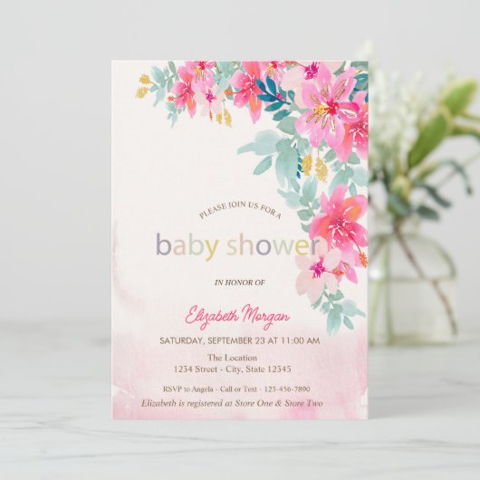Waterverf Spring Flowers Baby shower Kaart (Staand voorkant)