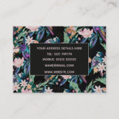 Waterverf Spring Flowers Birds Black Pattern Visitekaartje (Achterkant)