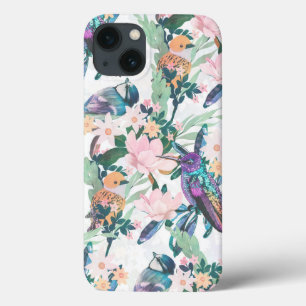 Waterverf Spring Flowers Birds White Pattern Case-Mate iPhone Case