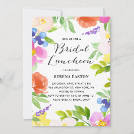 Waterverf Spring Flowers Bridal Luncheon Kaart