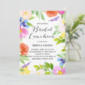 Waterverf Spring Flowers Bridal Luncheon Kaart (Staand voorkant)