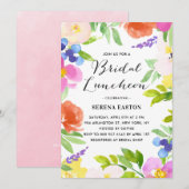 Waterverf Spring Flowers Bridal Luncheon Kaart (Voorkant / Achterkant)