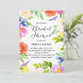 Waterverf Spring Flowers Bridal Shower Uitnodiging (Staand voorkant)