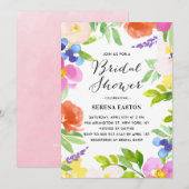 Waterverf Spring Flowers Bridal Shower Uitnodiging (Voorkant / Achterkant)