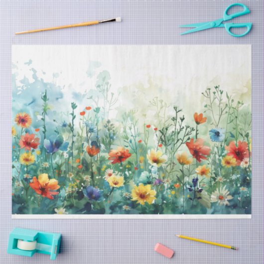 Waterverf Spring Flowers Decoupage Tissuepapier (Craft)