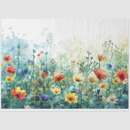 Waterverf Spring Flowers Decoupage Tissuepapier (Voorkant)