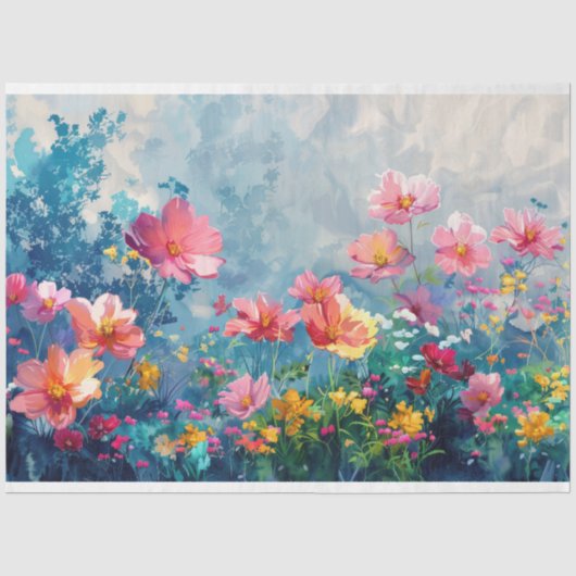 Waterverf Spring Flowers Decoupage Tissuepapier (Voorkant)