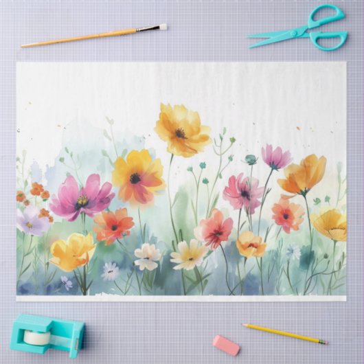 Waterverf Spring Flowers Decoupage Tissuepapier (Craft)