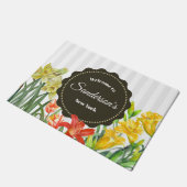 Waterverf Spring Flowers Floral Illustration Deurmat (Schuin)