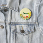 Waterverf Spring Flowers Floral Illustration Ronde Button 5,7 Cm (In situ)