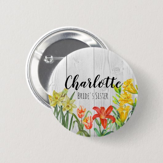 Waterverf Spring Flowers Floral Illustration Ronde Button 5,7 Cm (Voorkant /achterkant)