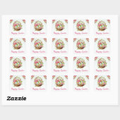 Waterverf Spring Flowers mandje Happy Pasen Vierkante Sticker (Vel)