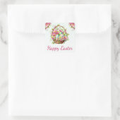 Waterverf Spring Flowers mandje Happy Pasen Vierkante Sticker (Tas)