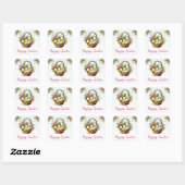 Waterverf Spring Flowers mandje Happy Pasen Vierkante Sticker (Vel)