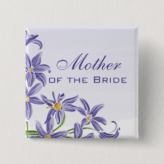 Waterverf Spring Flowers Moeder van de Bride Vierkante Button 5,1 Cm