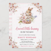 Waterverf Spring Flowers Rabbit Baby shower Kaart (Voorkant / Achterkant)