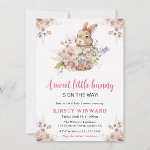 Waterverf Spring Flowers Rabbit Baby shower Kaart