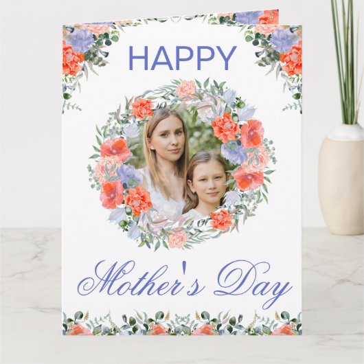 Waterverf Spring Flowers Wreator Moederdag Kaart (Voorkant)