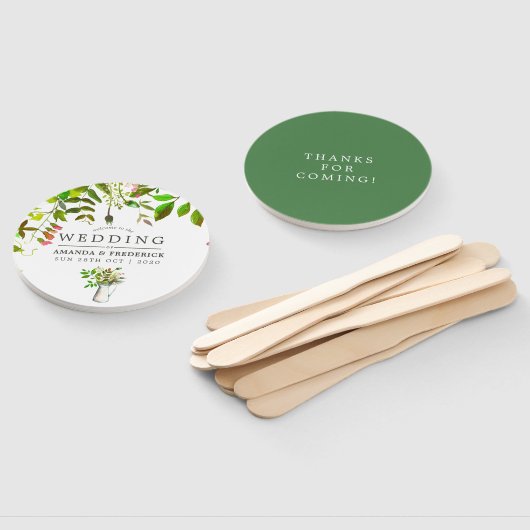 Waterverf Spring Foliage Wedding Favor Handwaaier (Niet-gemonteerd)