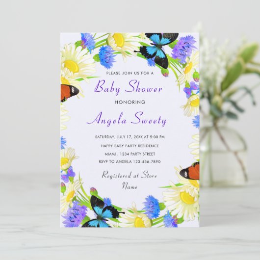 Waterverf Spring Framed Baby shower Invitation (Staand voorkant)