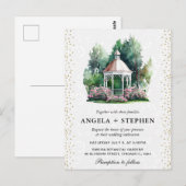 Waterverf Spring Garden Gazebo Wedding Briefkaart (Voorkant / Achterkant)