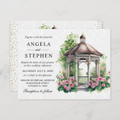 Waterverf Spring Garden Gazebo Wedding Briefkaart (Voorkant / Achterkant)