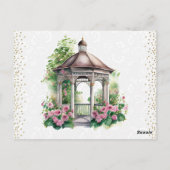 Waterverf Spring Garden Gazebo Wedding Briefkaart (Achterkant)