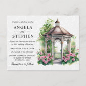 Waterverf Spring Garden Gazebo Wedding Briefkaart (Voorkant)