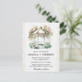 Waterverf Spring Garden Gazebo Wedding Briefkaart (Staand voorkant)