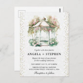 Waterverf Spring Garden Gazebo Wedding Briefkaart (Voorkant / Achterkant)