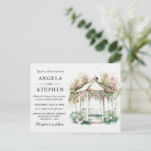 Waterverf Spring Garden Gazebo Wedding Briefkaart (Staand voorkant)