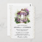Waterverf Spring Garden Gazebo Wedding Briefkaart (Voorkant / Achterkant)
