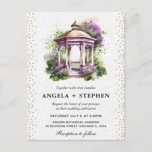 Waterverf Spring Garden Gazebo Wedding Briefkaart (Voorkant)