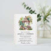 Waterverf Spring Garden Gazebo Wedding Briefkaart (Staand voorkant)