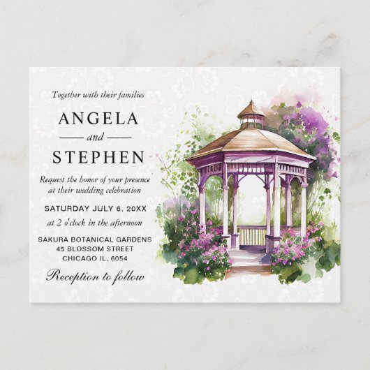 Waterverf Spring Garden Gazebo Wedding Briefkaart (Voorkant)