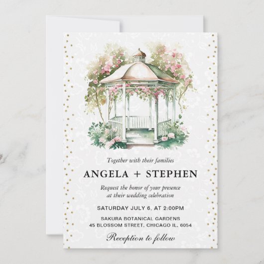Waterverf Spring Garden Gazebo Wedding Kaart (Voorkant)