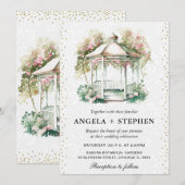 Waterverf Spring Garden Gazebo Wedding Kaart (Voorkant / Achterkant)