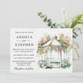 Waterverf Spring Garden Gazebo Wedding Kaart (Staand voorkant)